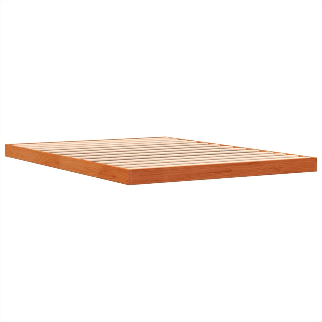 vidaXL Cama sin colchón madera maciza de pino marrón cera 140x190 cm