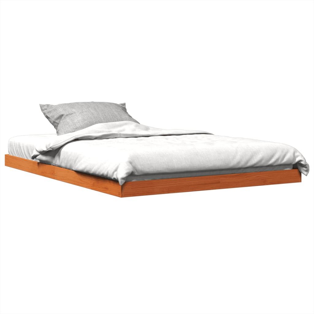 vidaXL Cama sin colchón madera maciza de pino marrón cera 140x190 cm