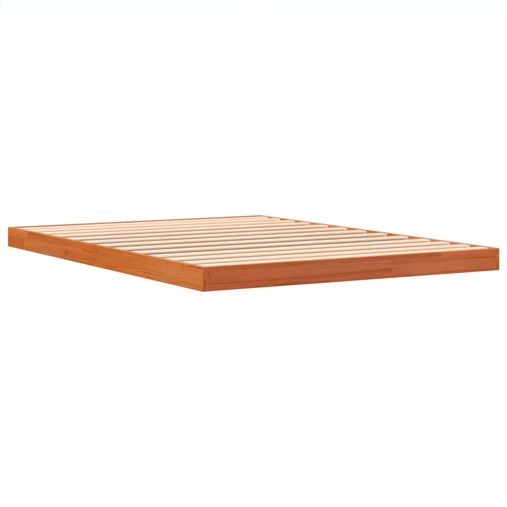 vidaXL Cama sin colchón madera maciza de pino marrón cera 140x190 cm