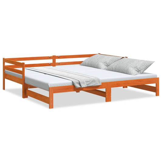 vidaXL Sofá cama nido sin colchón madera maciza marrón cera 90x190 cm