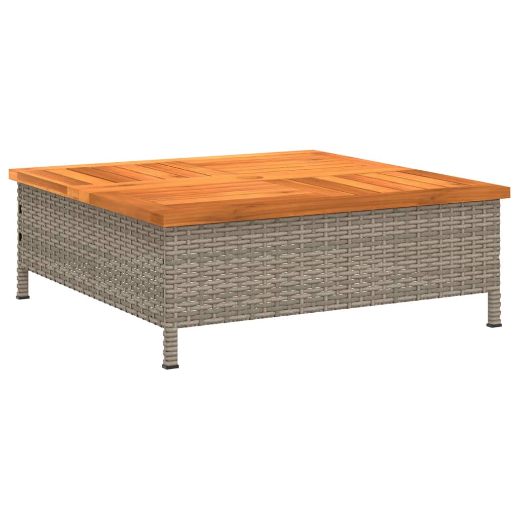 vidaXL Mesa de jardín ratán y madera de acacia gris 70x70x25 cm