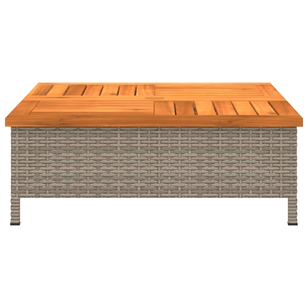 vidaXL Mesa de jardín ratán y madera de acacia gris 70x70x25 cm