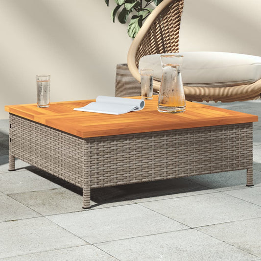 vidaXL Mesa de jardín ratán y madera de acacia gris 70x70x25 cm