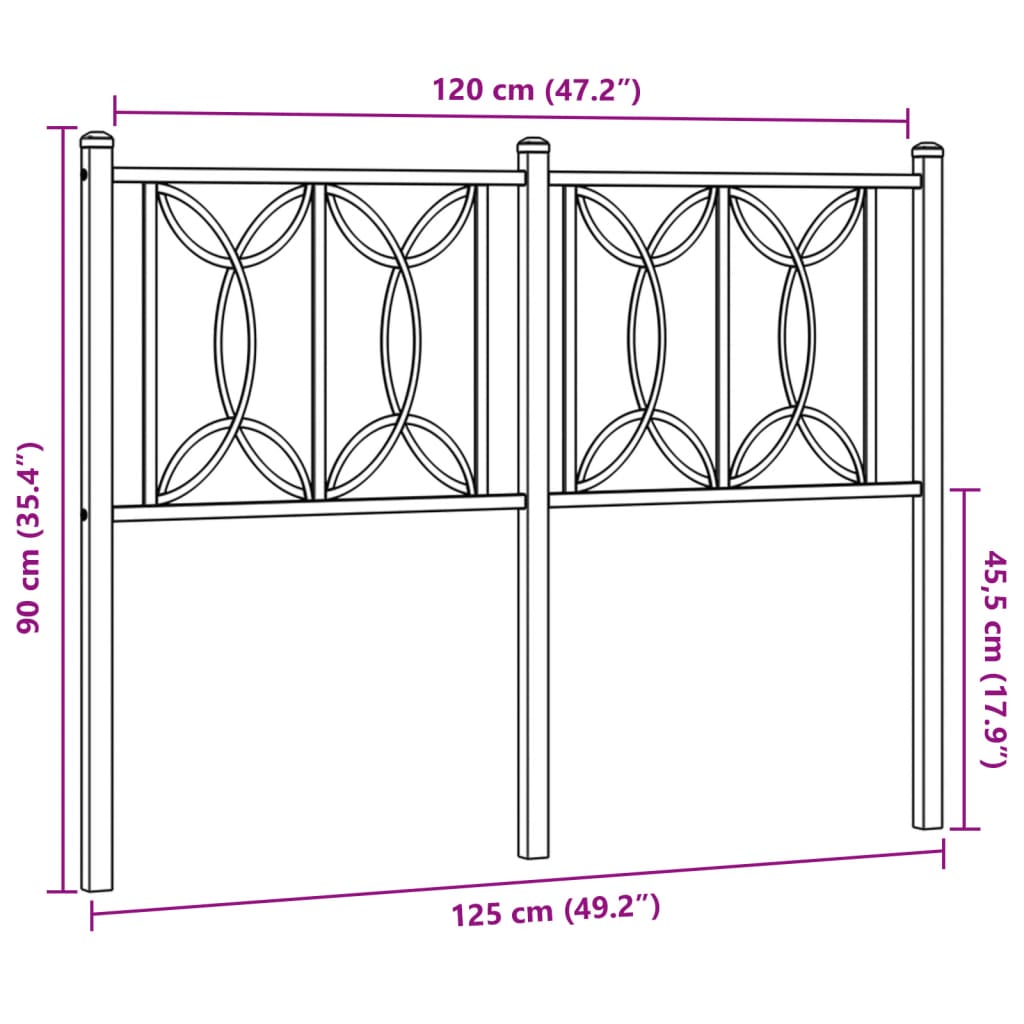 vidaXL Cabecero de metal negro 120 cm