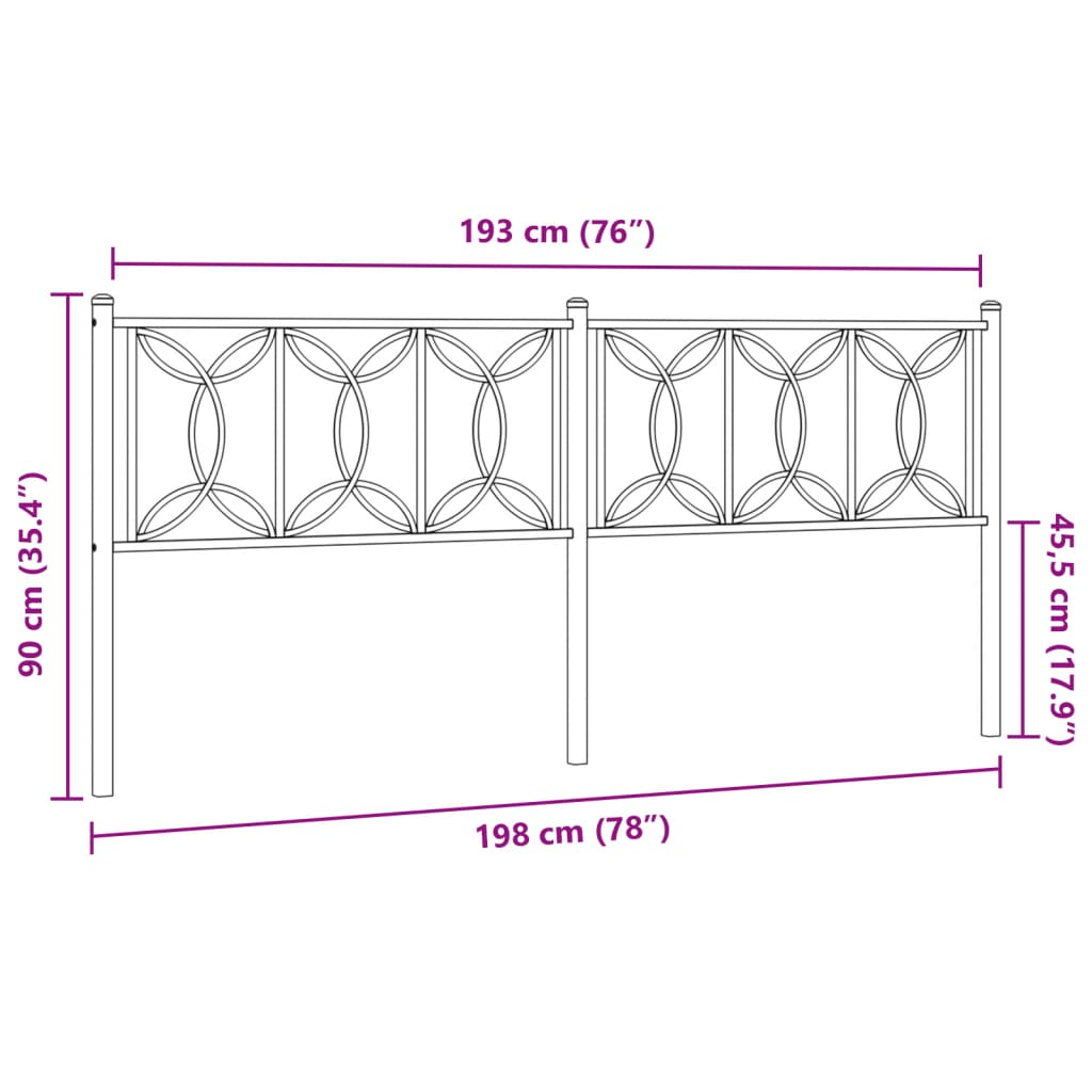 vidaXL Cabecero de metal negro 193 cm