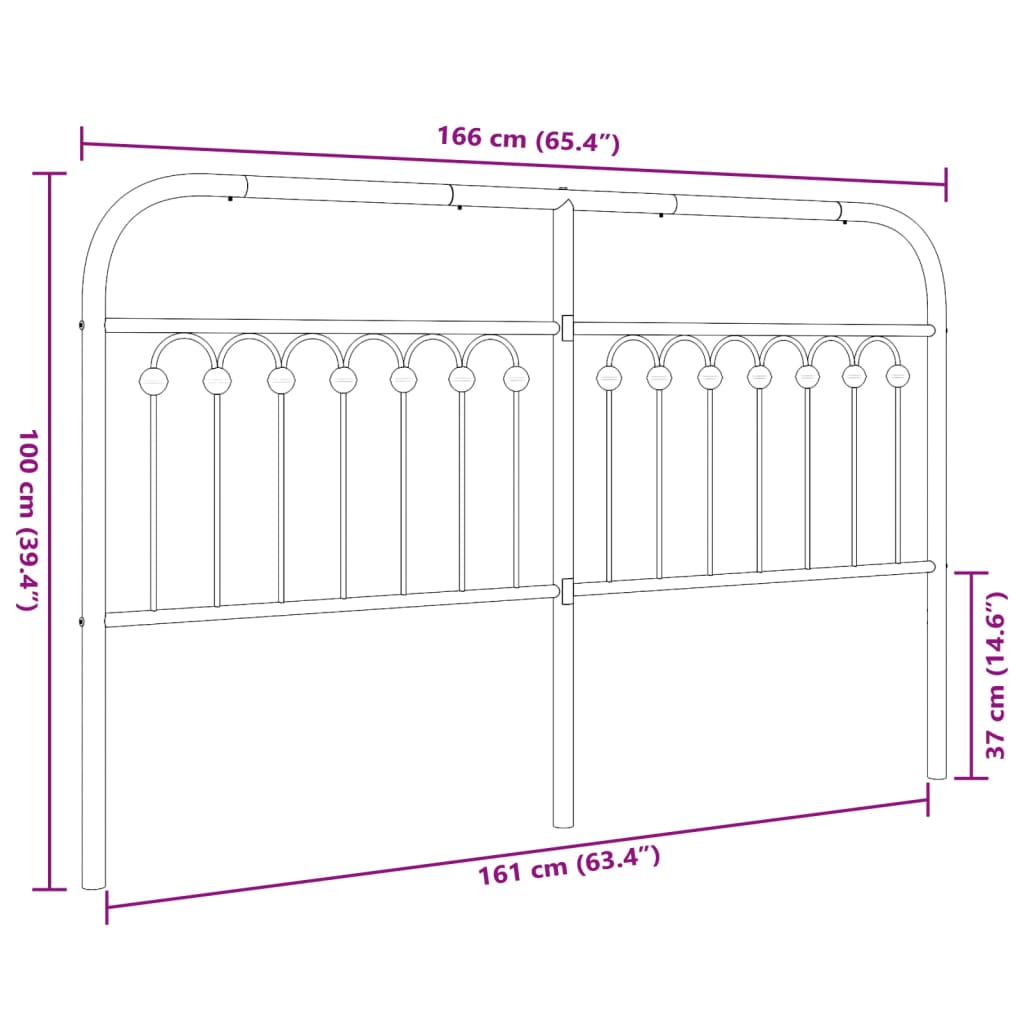 vidaXL Cabecero de metal negro 160 cm