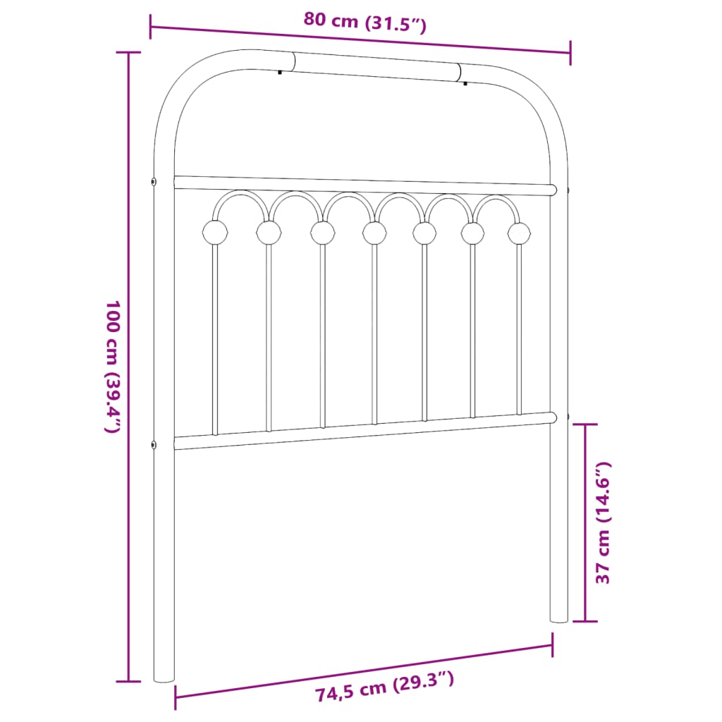 vidaXL Cabecero de metal blanco 75 cm