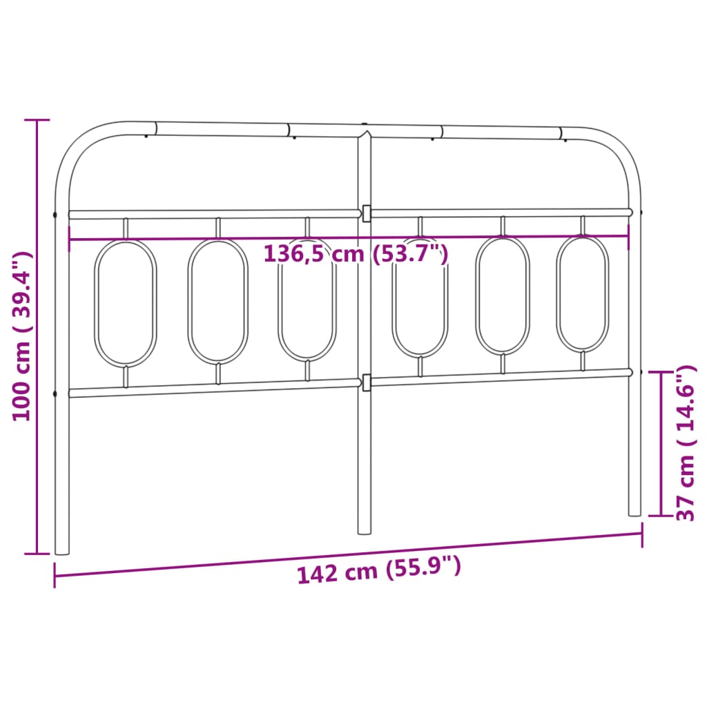 vidaXL Cabecero de metal negro 137 cm