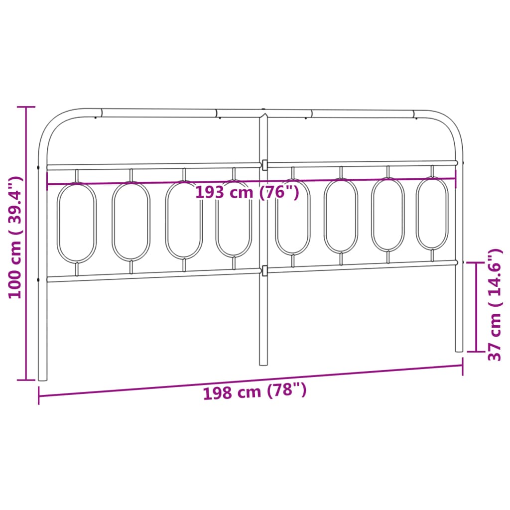 vidaXL Cabecero de metal negro 193 cm