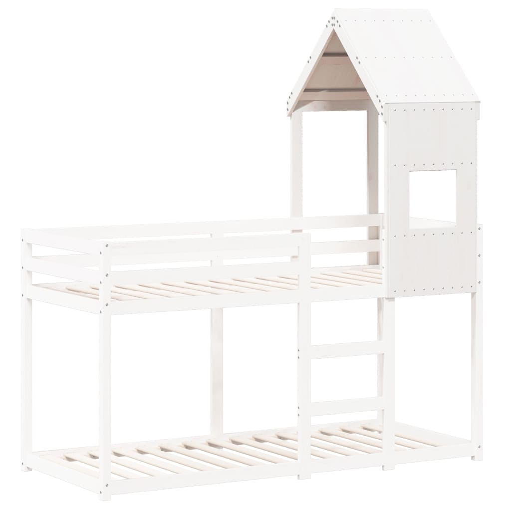 vidaXL Techo de cama infantil madera maciza pino blanco 55x99x139,5 cm