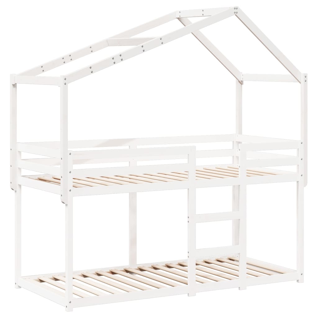 vidaXL Techo de cama infantil madera maciza blanco 203x95,5x142 cm