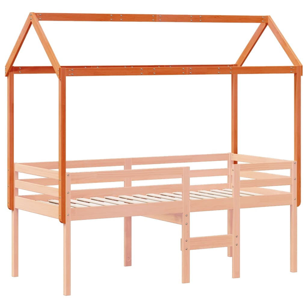 vidaXL Techo de cama infantil madera maciza marrón 217x95,5x159 cm