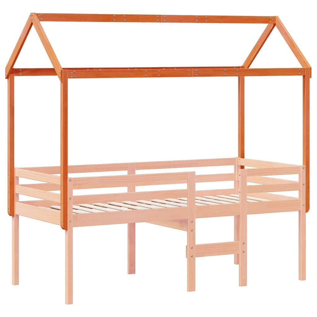 vidaXL Techo de cama infantil madera maciza marrón 207x80,5x151,5 cm