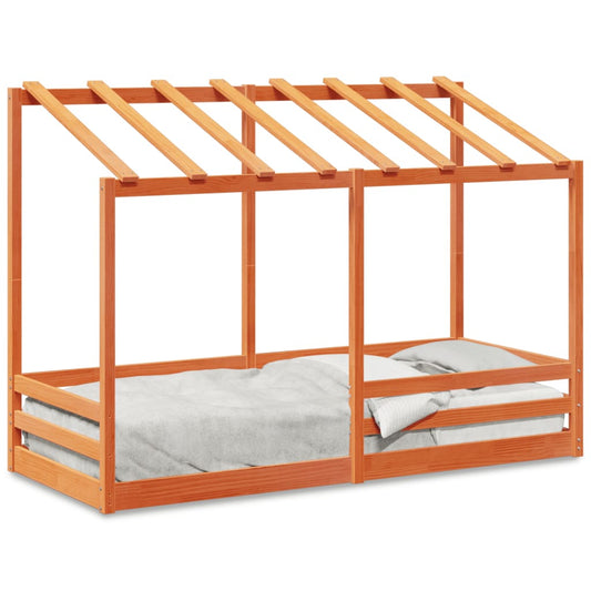 vidaXL Techo de cama infantil madera maciza marrón 75x190 cm