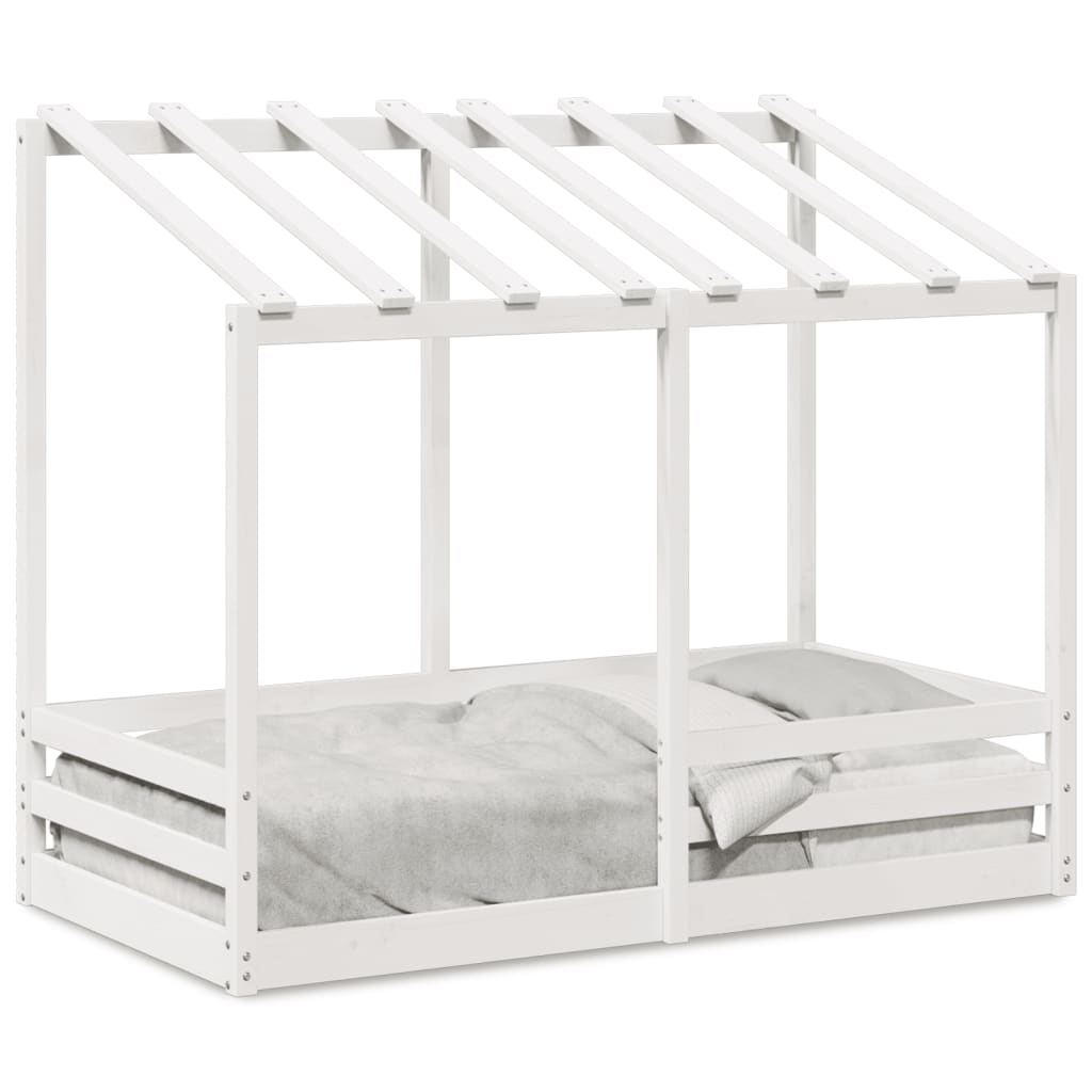 vidaXL Cama para niños con techo madera de pino blanco 80x160 cm