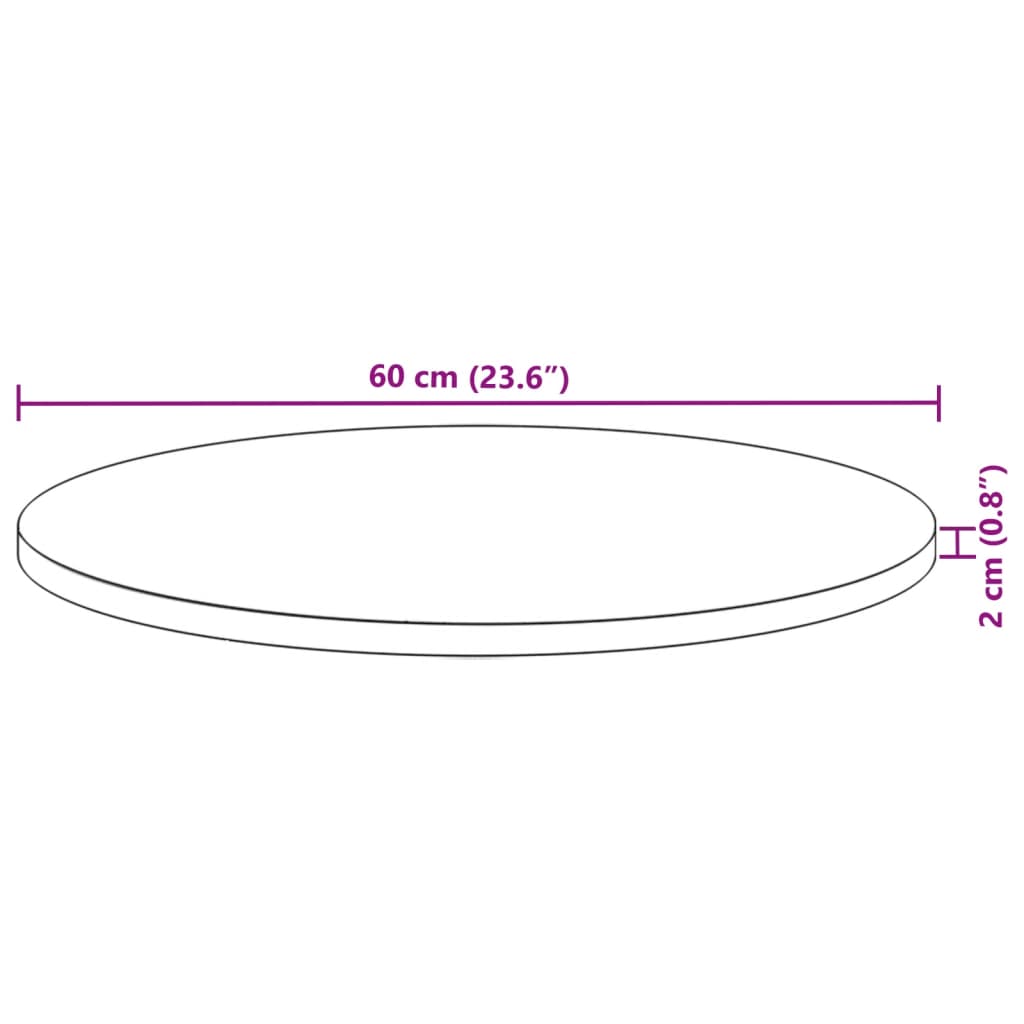 vidaXL Tablero de mesa redondo madera maciza de acacia Ø60x2 cm