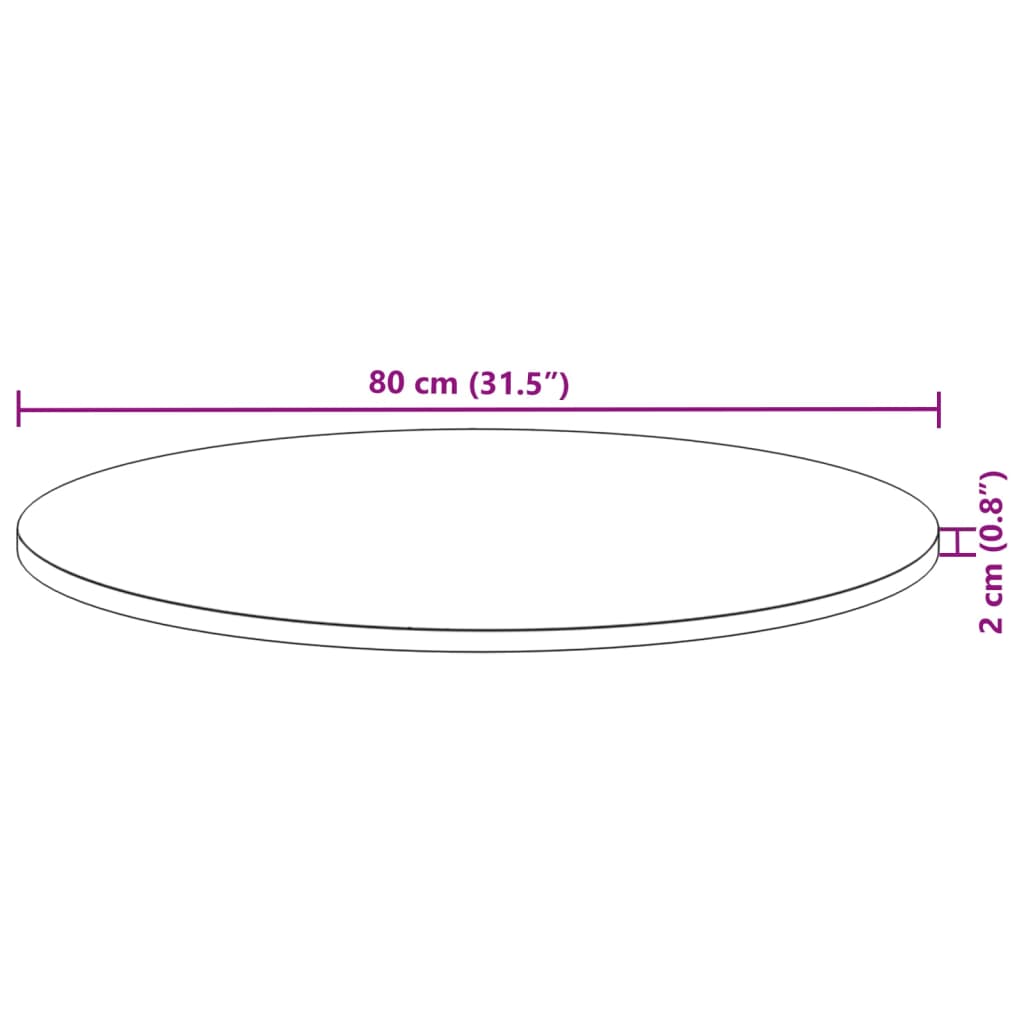 vidaXL Tablero de mesa redondo madera maciza de acacia Ø80x2 cm