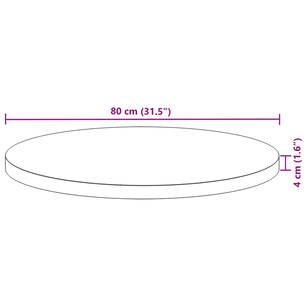 vidaXL Tablero de mesa redondo madera maciza de acacia Ø80x4 cm