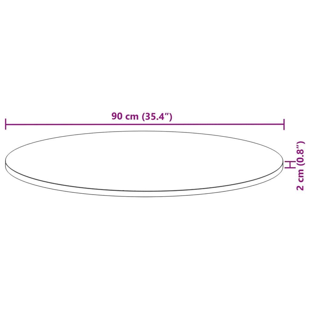 vidaXL Tablero de mesa redondo madera maciza de acacia Ø90x2 cm