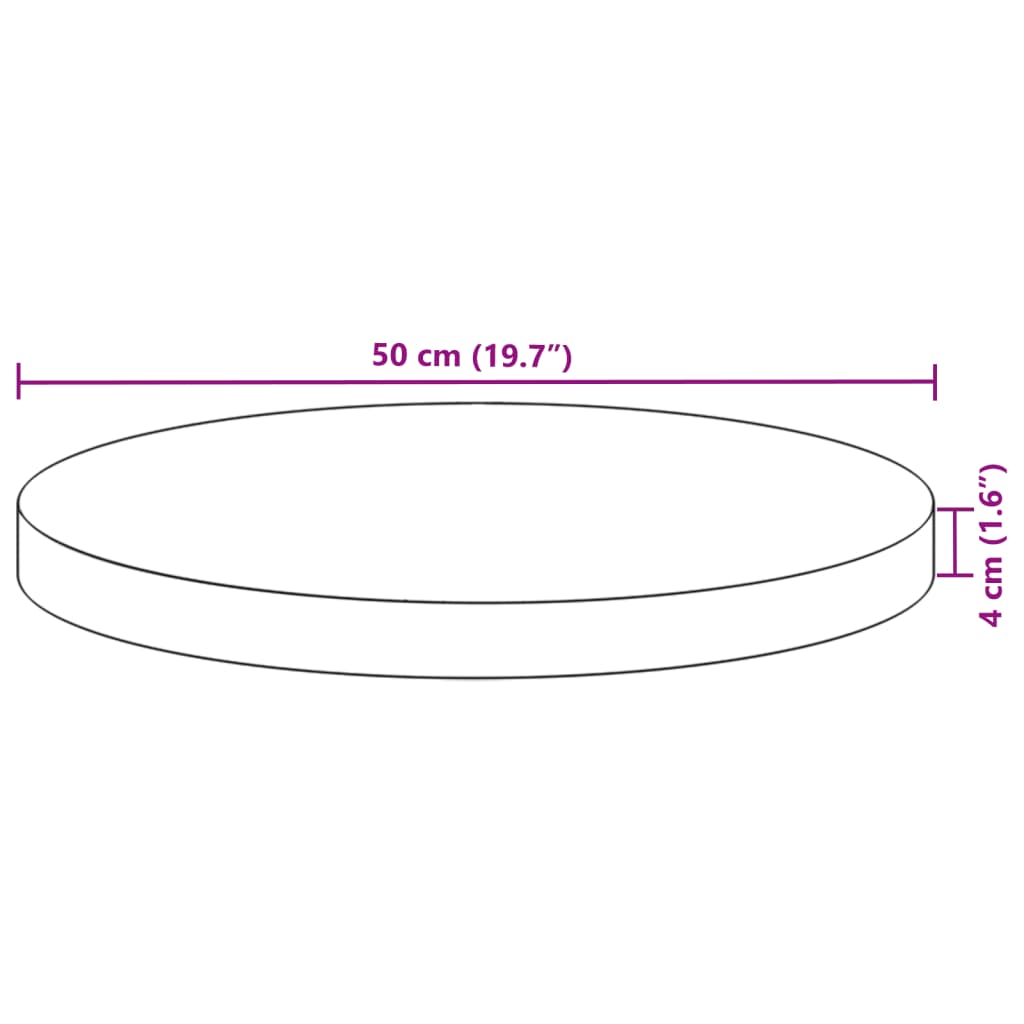 vidaXL Tablero de mesa redondo madera maciza de acacia Ø50x4 cm