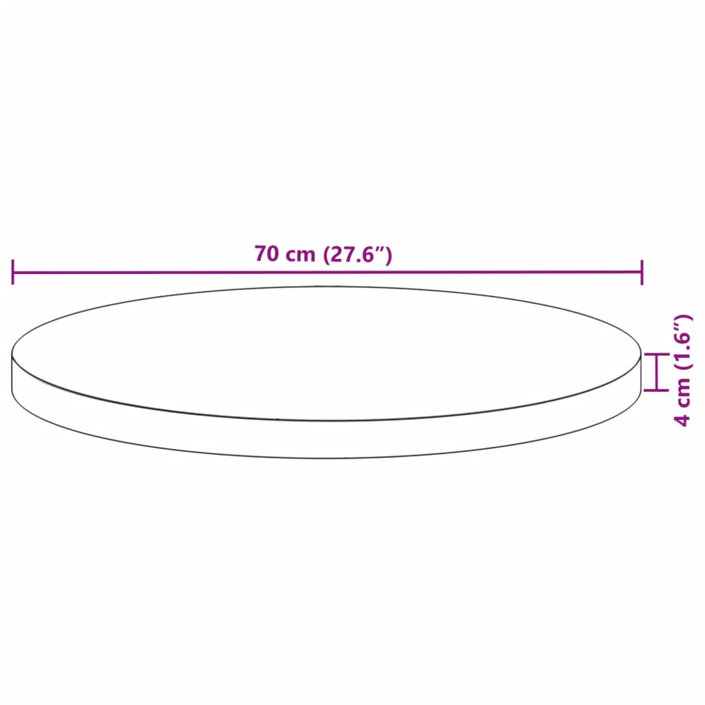 vidaXL Tablero de mesa redondo madera maciza de acacia Ø70x4 cm