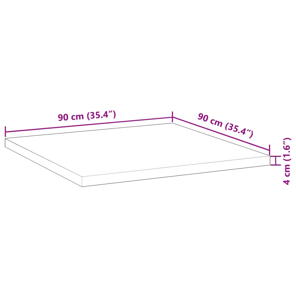 vidaXL Tablero de mesa cuadrado madera maciza acacia 90x90x4 cm