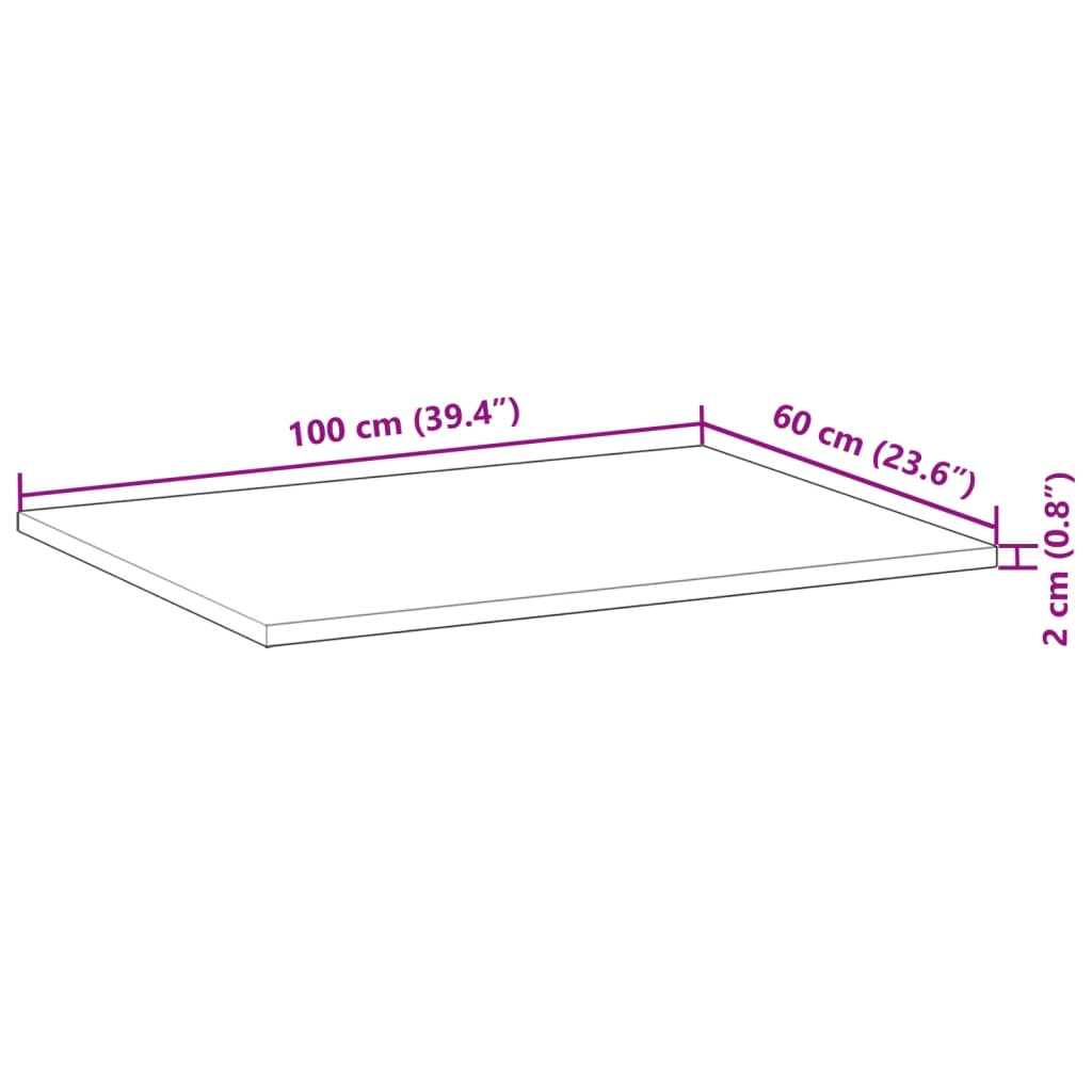 vidaXL Tablero de mesa rectangular madera maciza acacia 100x60x2 cm