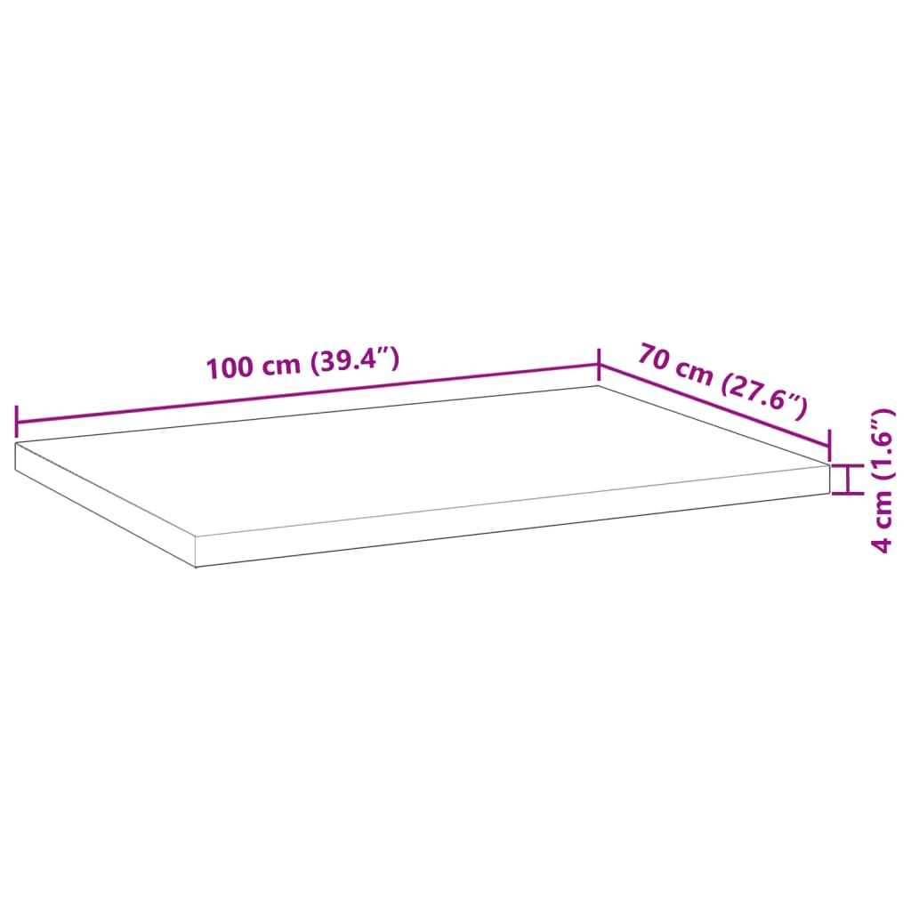 vidaXL Tablero de mesa rectangular madera maciza acacia 100x70x4 cm