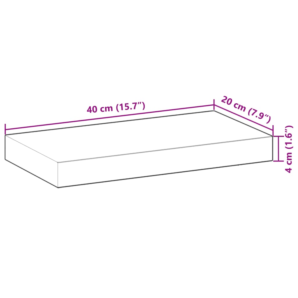 vidaXL Tablero de mesa rectangular madera maciza acacia 40x20x4 cm