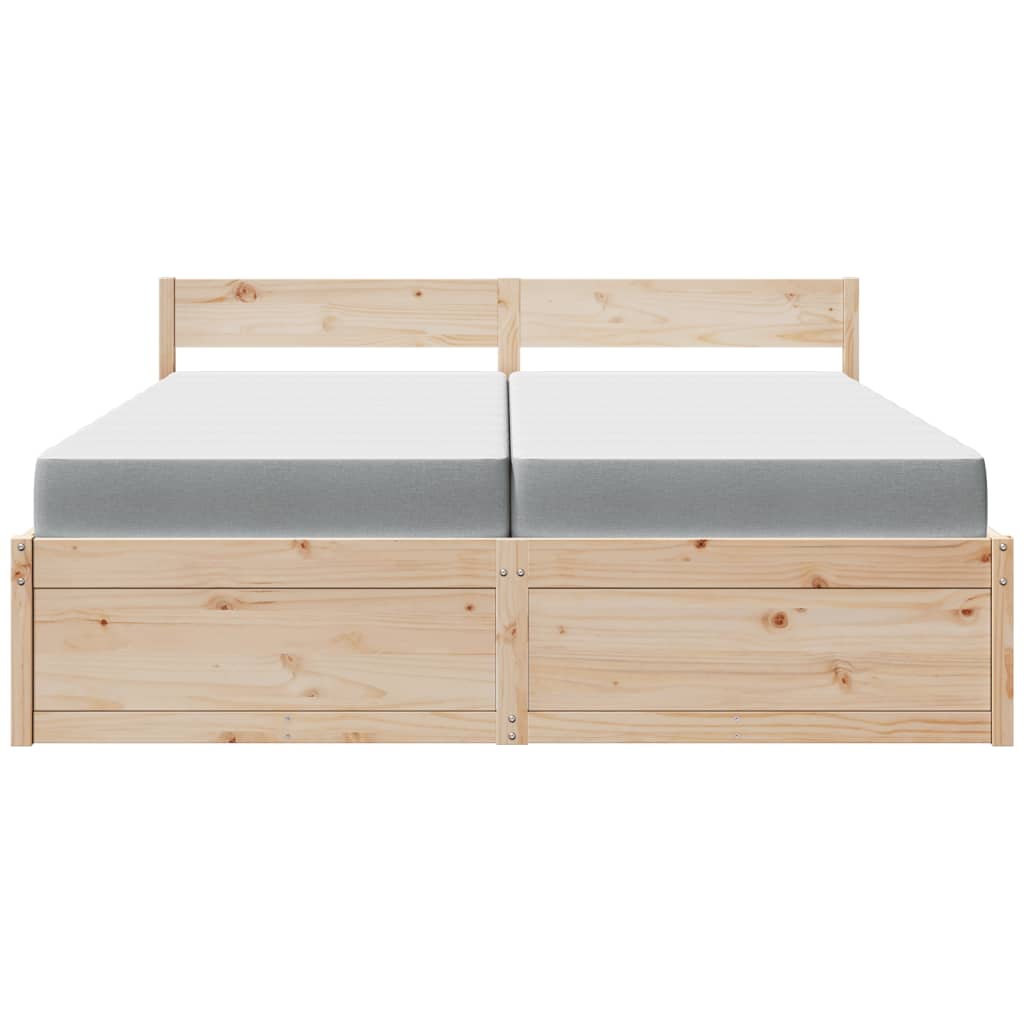 vidaXL Cama con cajones y colchón madera pino marrón cera 200x200 cm