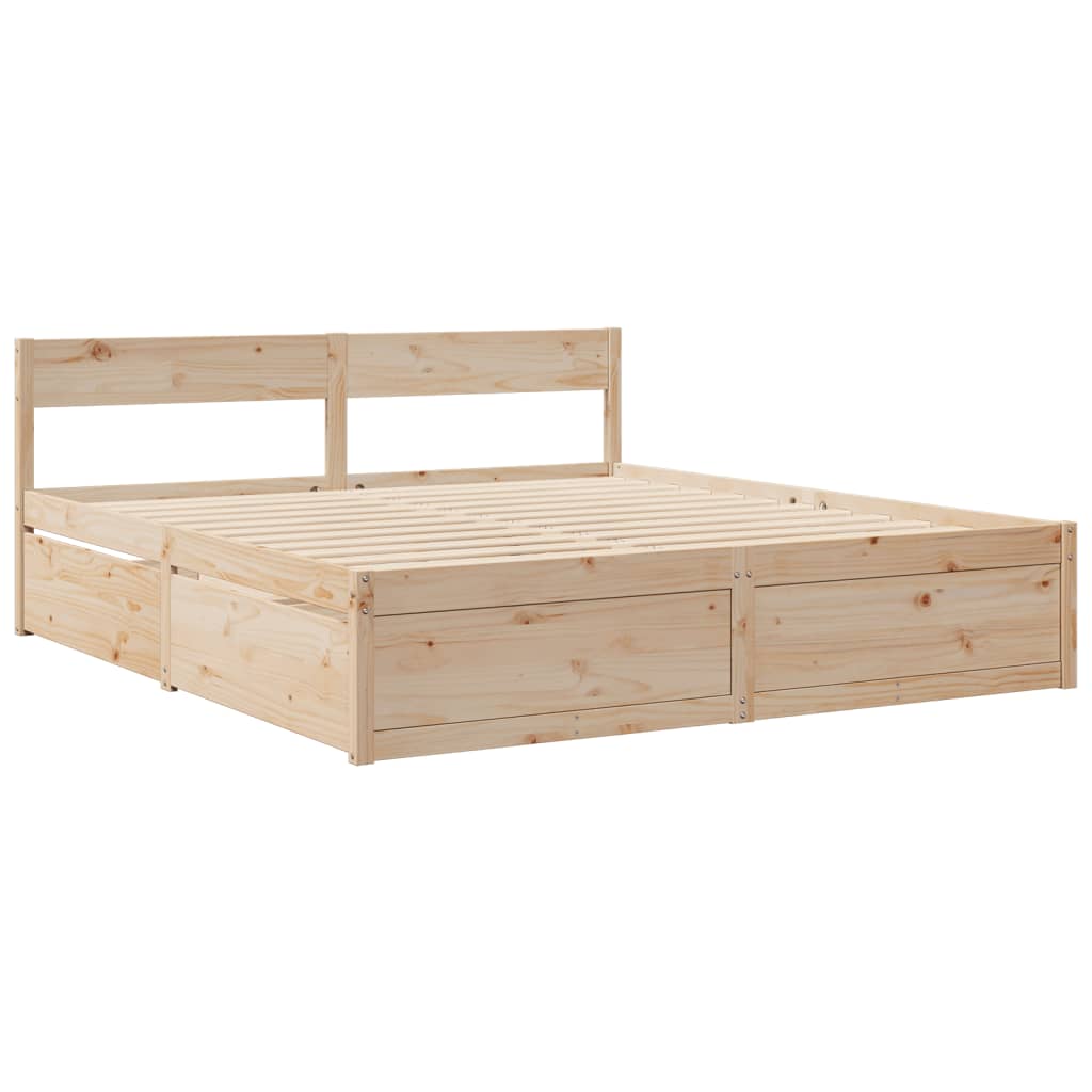 vidaXL Cama con cajones y colchón madera pino marrón cera 200x200 cm