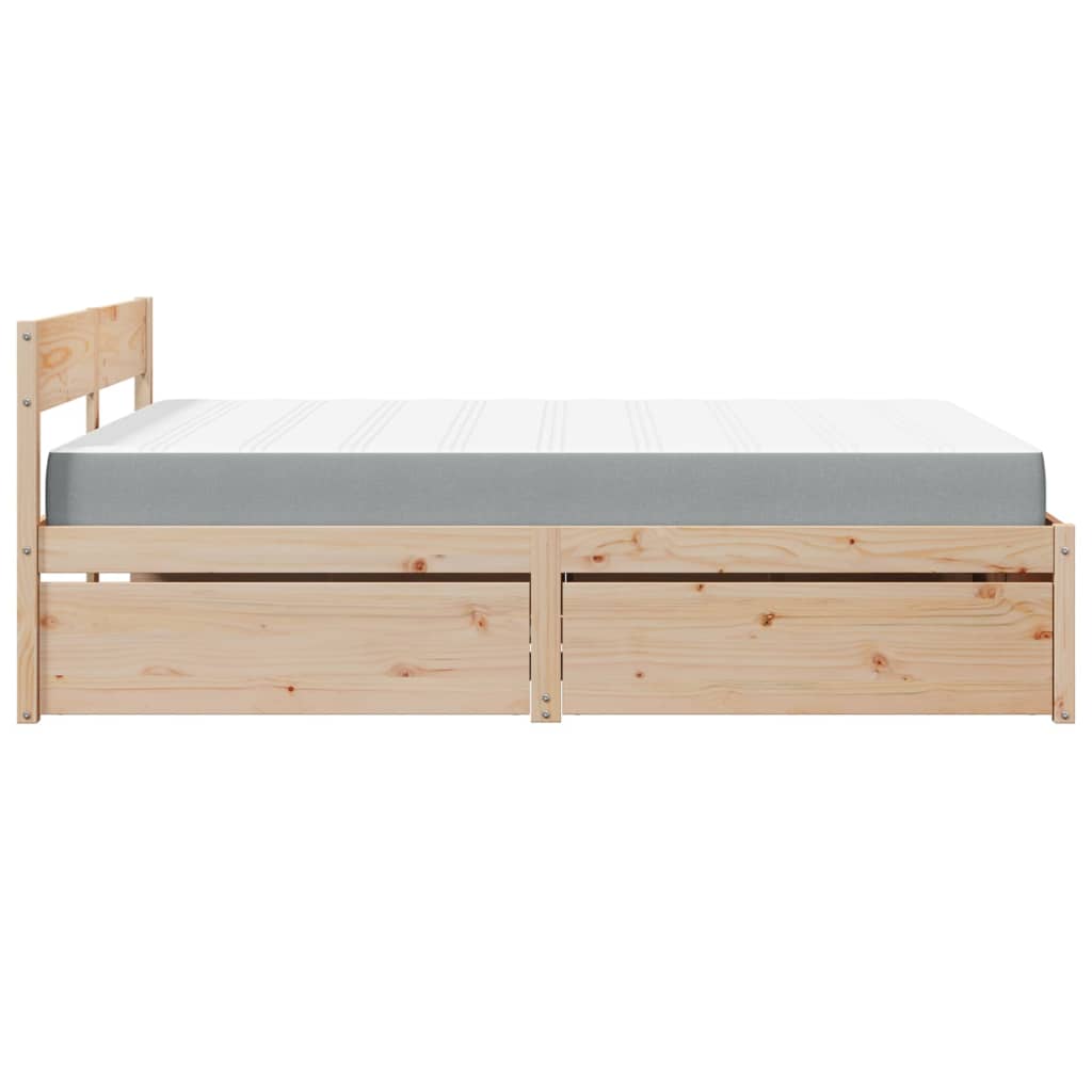 vidaXL Cama con cajones y colchón madera maciza de pino 160x200 cm