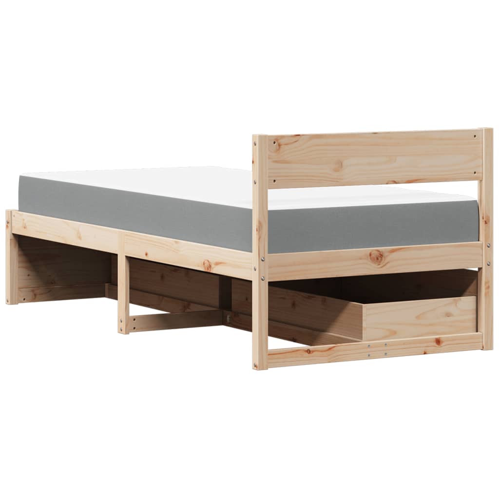 vidaXL Cama con cajones y colchón madera maciza de pino 100x200 cm