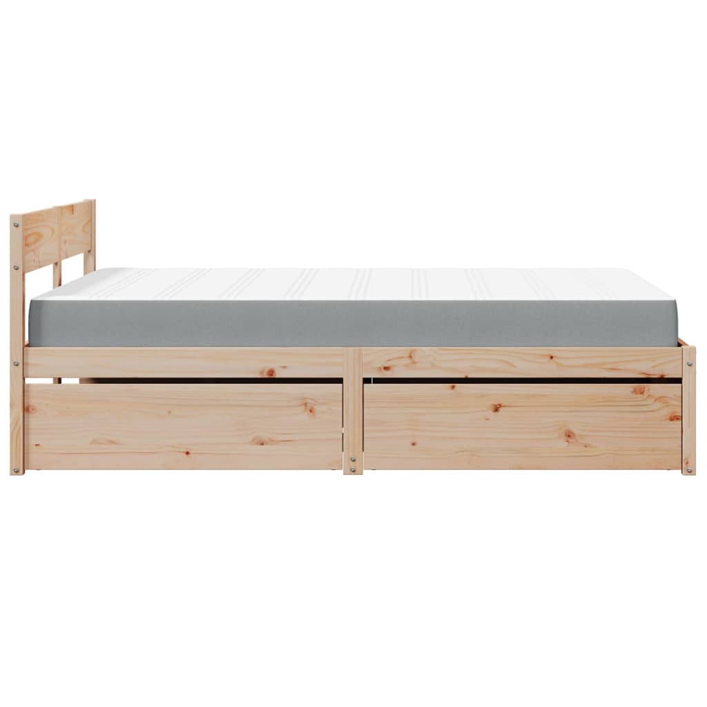 vidaXL Cama con cajones y colchón madera maciza de pino 140x190 cm