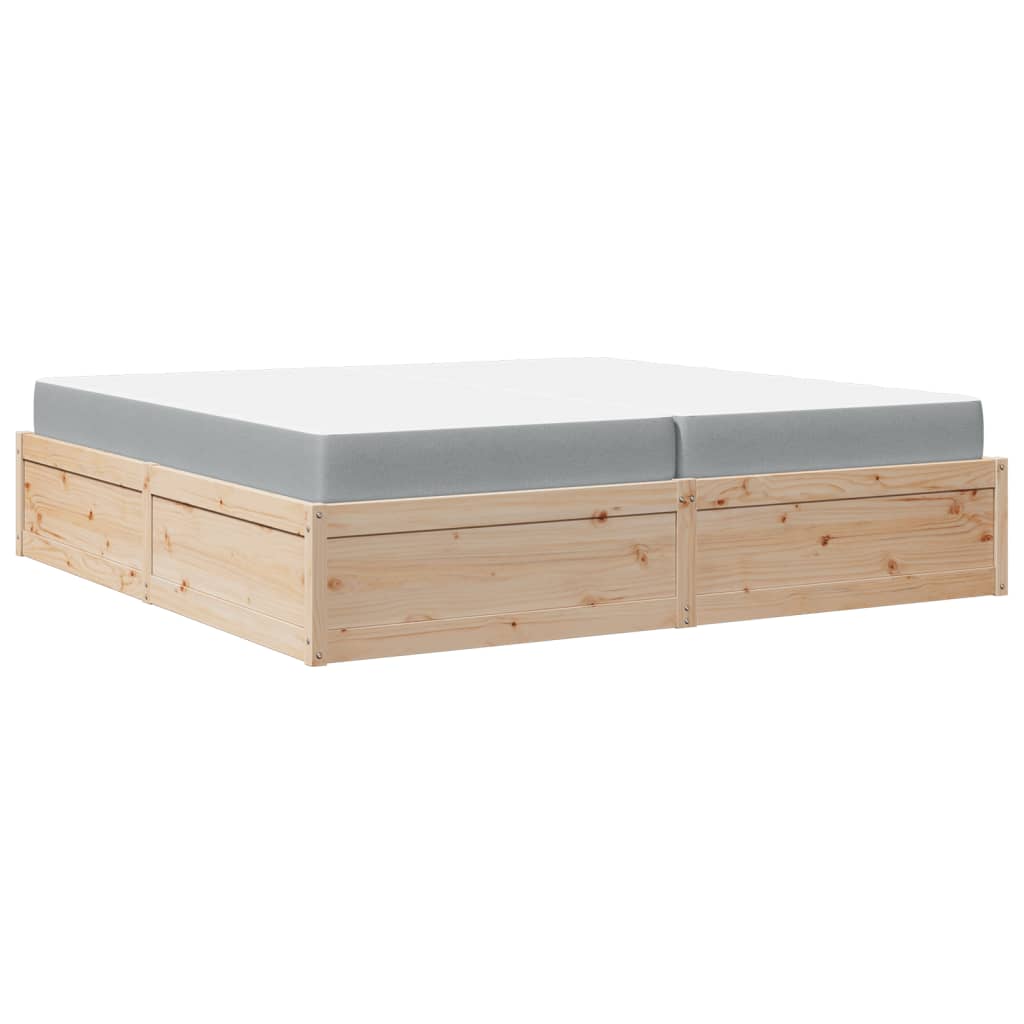 vidaXL Cama con colchón madera maciza de pino 200x200 cm