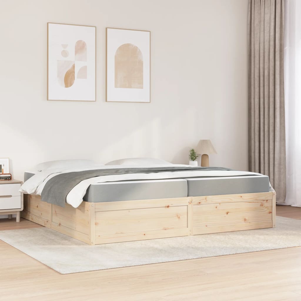 vidaXL Cama con colchón madera maciza de pino 200x200 cm