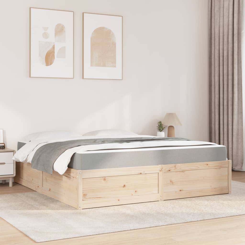 vidaXL Cama con colchón madera maciza de pino 180x200 cm