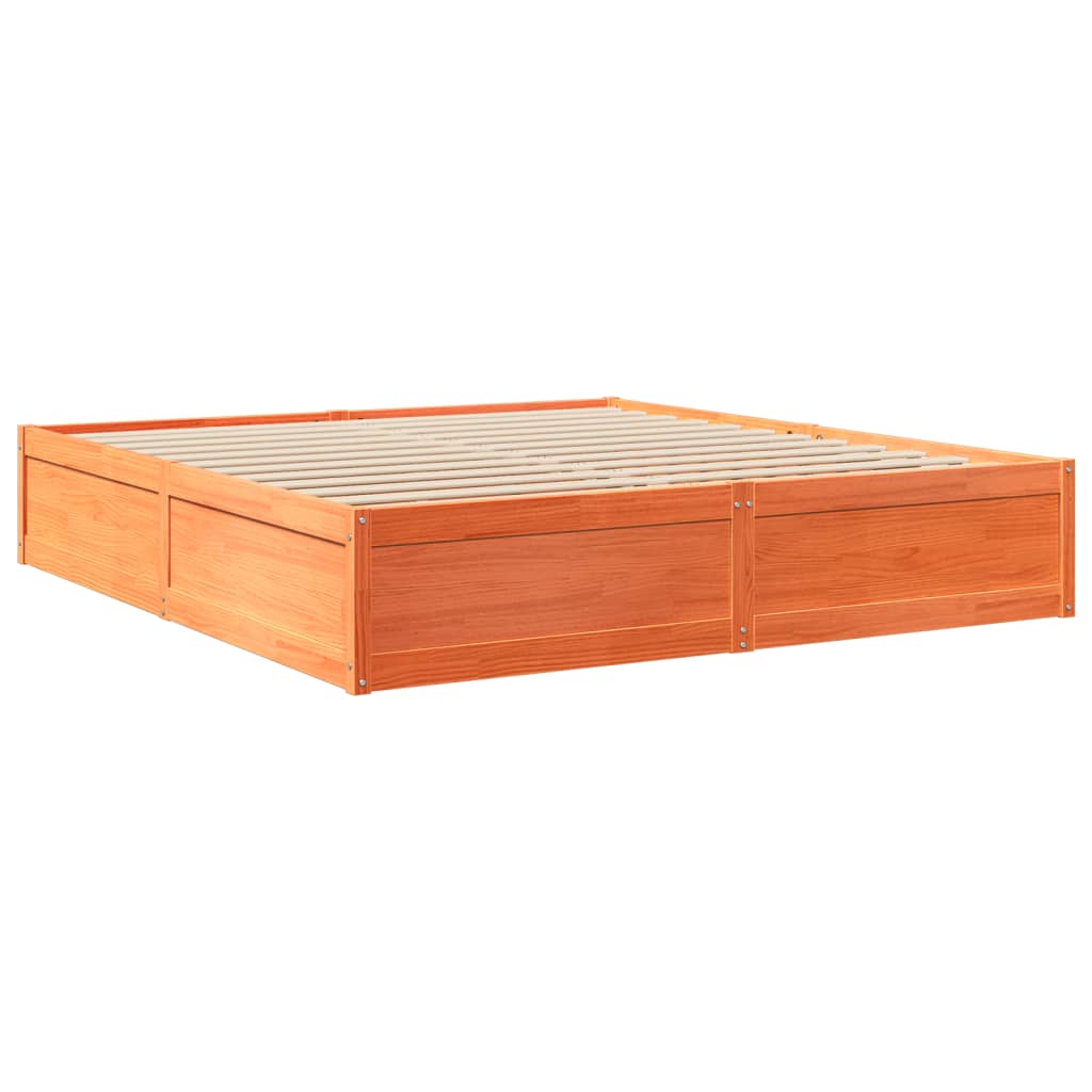 vidaXL Cama con colchón madera maciza de pino marrón cera 180x200 cm