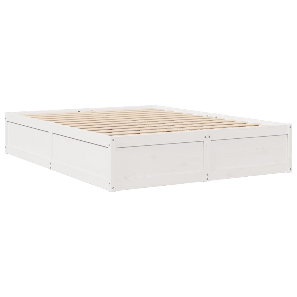 vidaXL Cama con colchón madera maciza de pino blanca 160x200 cm