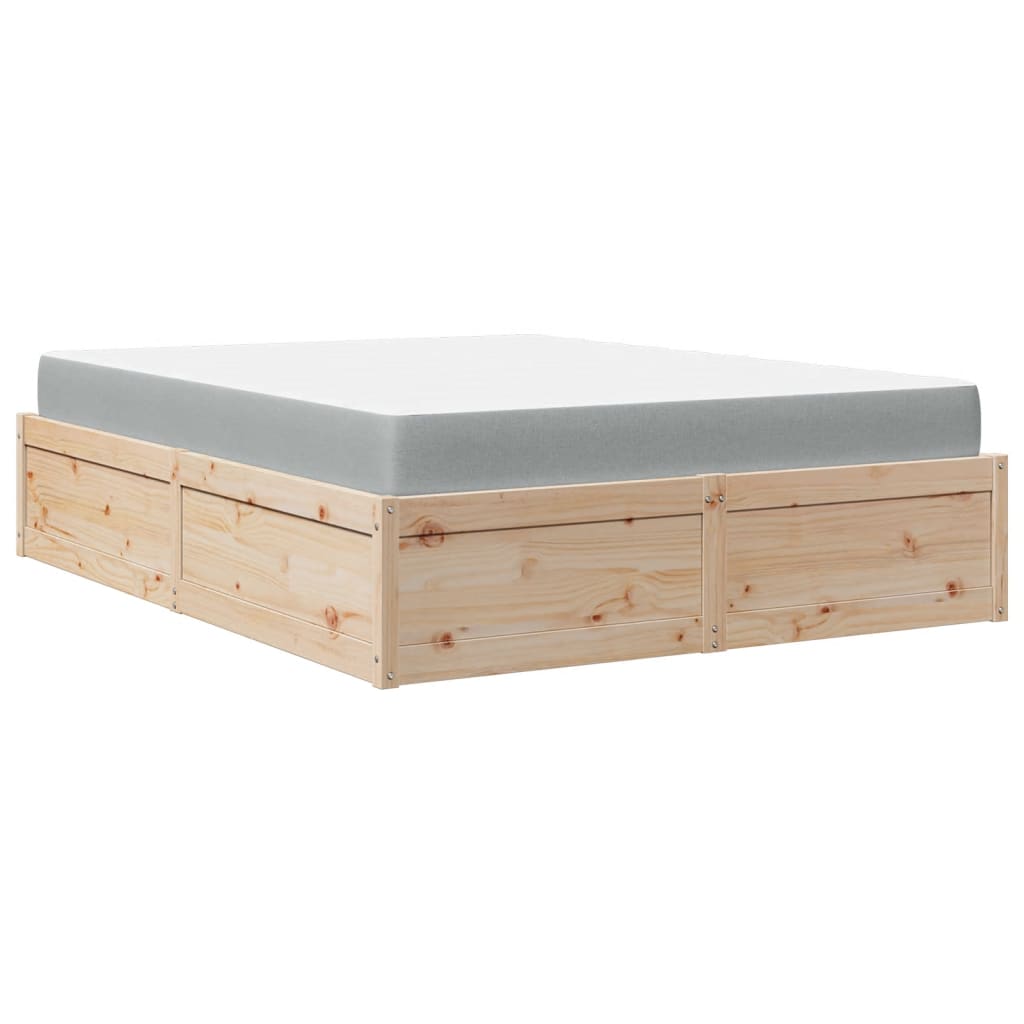 vidaXL Cama con colchón madera maciza de pino 140x200 cm