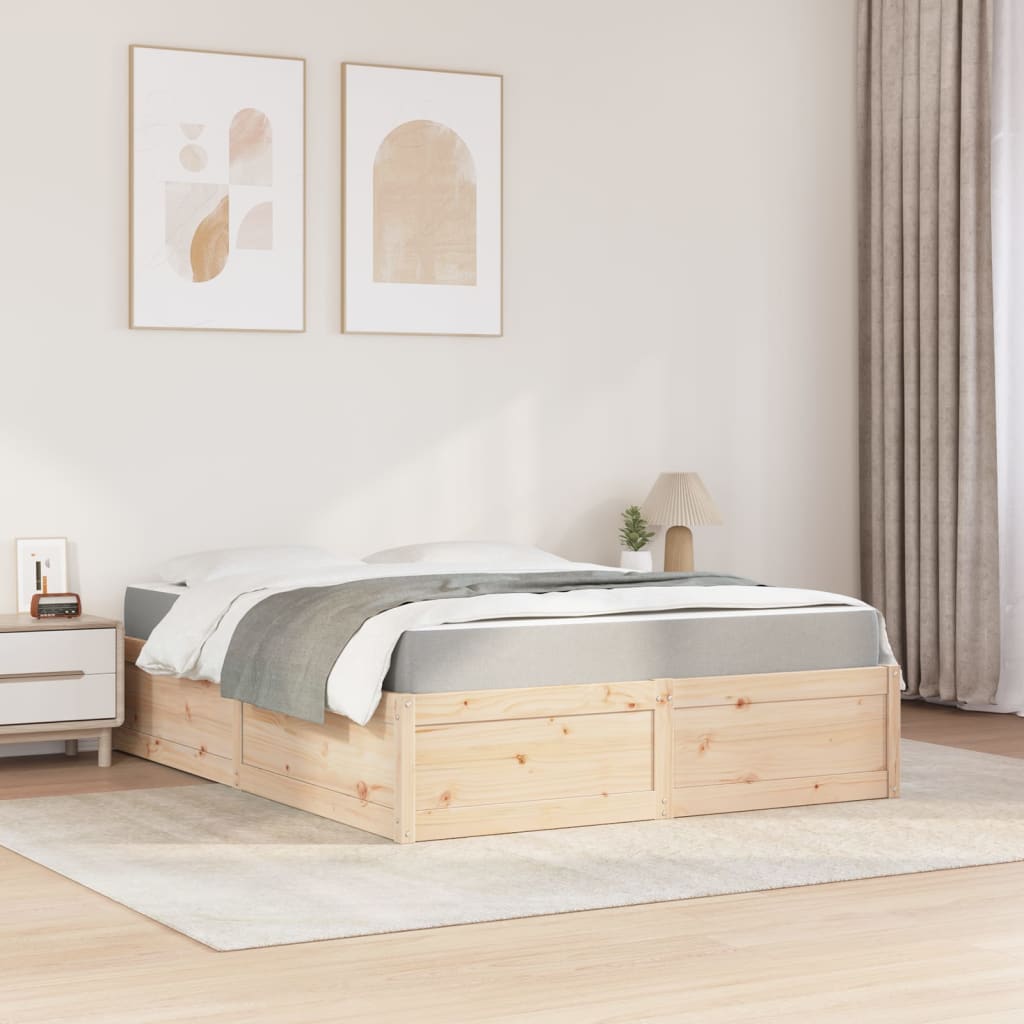 vidaXL Cama con colchón madera maciza de pino 140x200 cm