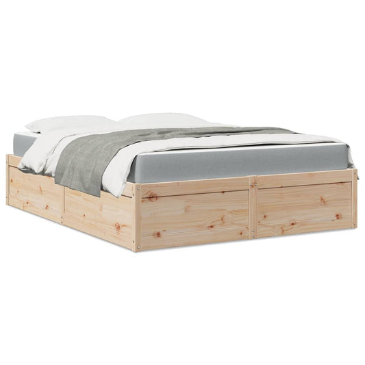 vidaXL Cama con colchón madera maciza de pino 140x200 cm