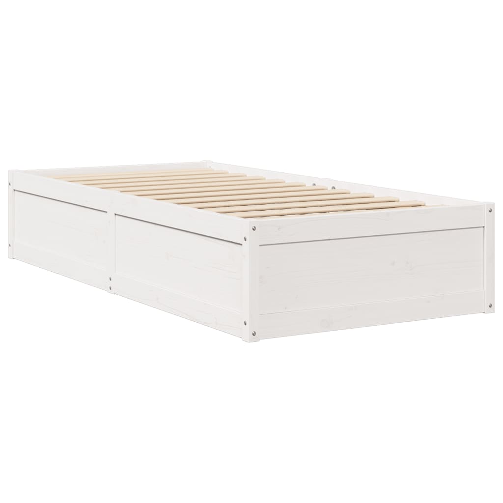 vidaXL Cama con colchón madera maciza de pino blanca 100x200 cm