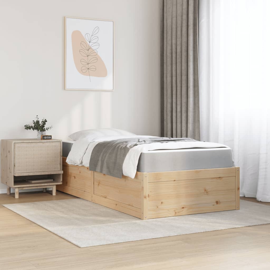 vidaXL Cama con colchón madera maciza de pino 90x200 cm