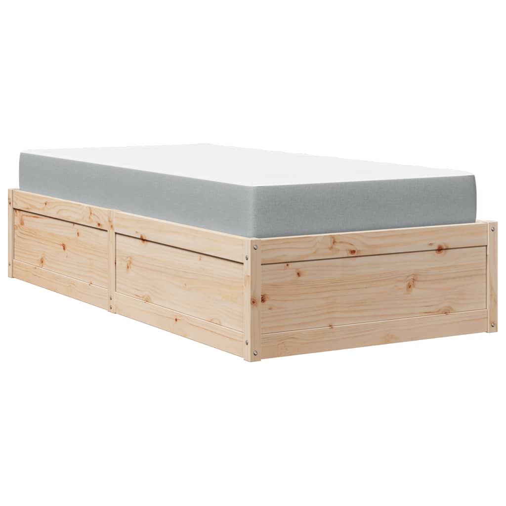 vidaXL Cama con colchón madera maciza de pino 90x200 cm