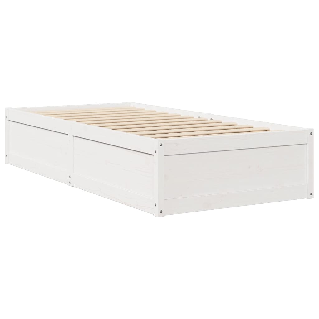 vidaXL Cama con colchón madera maciza de pino blanco 90x200 cm