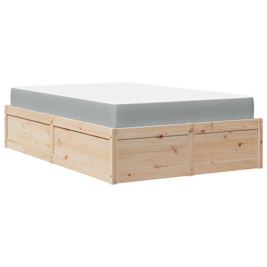 vidaXL Cama con colchón madera maciza de pino 140x190 cm