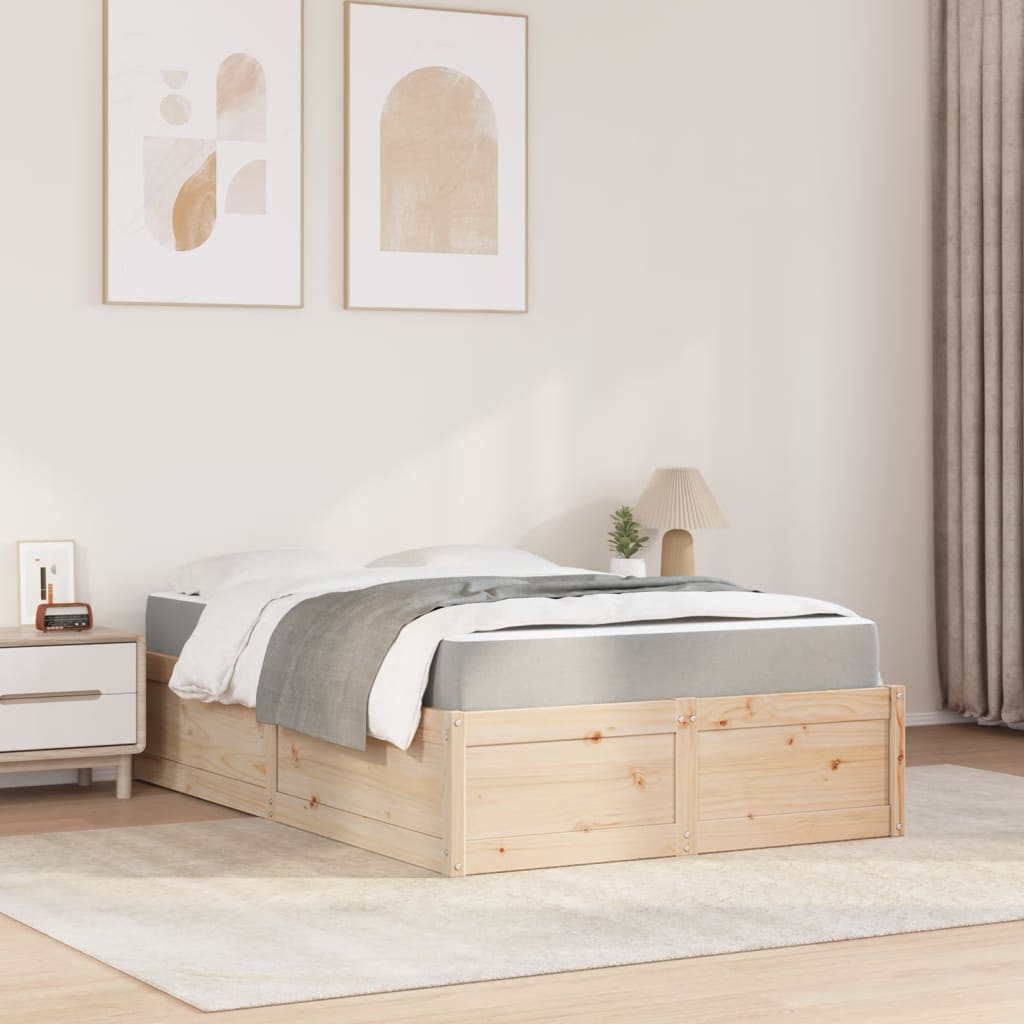 vidaXL Cama con colchón madera maciza de pino 140x190 cm