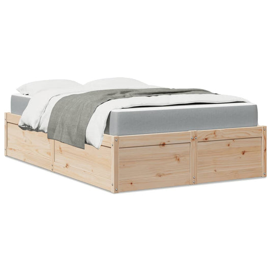 vidaXL Cama con colchón madera maciza de pino 140x190 cm