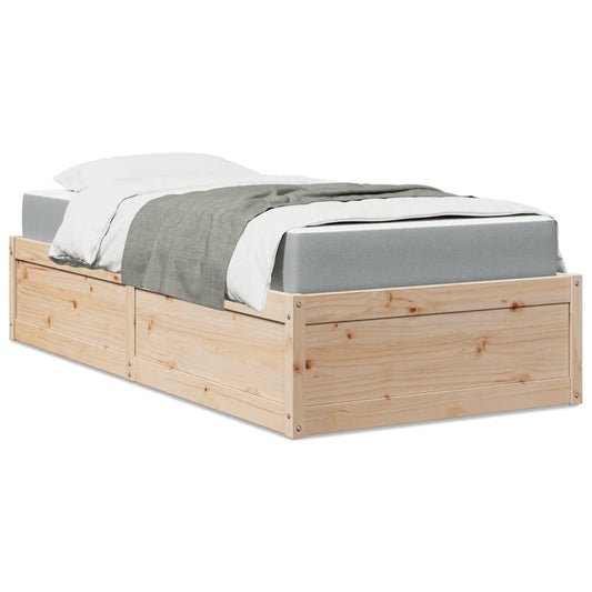 vidaXL Cama con colchón madera maciza de pino 90x190 cm